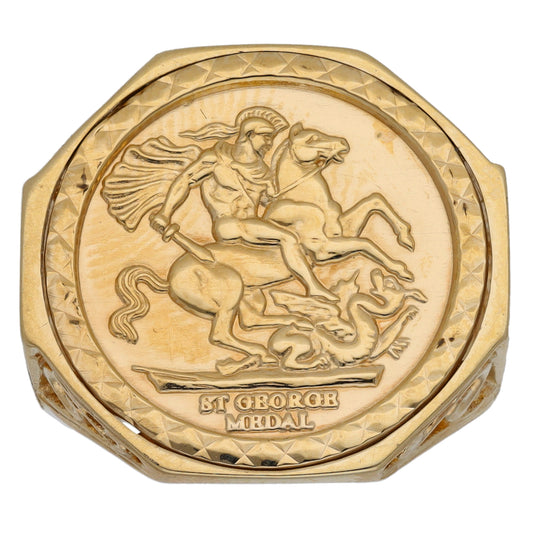 9ct Gold St George Ring Size R