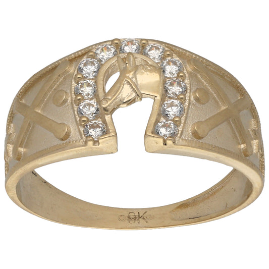 New 9ct Gold Cubic Zirconia Horseshoe Ring