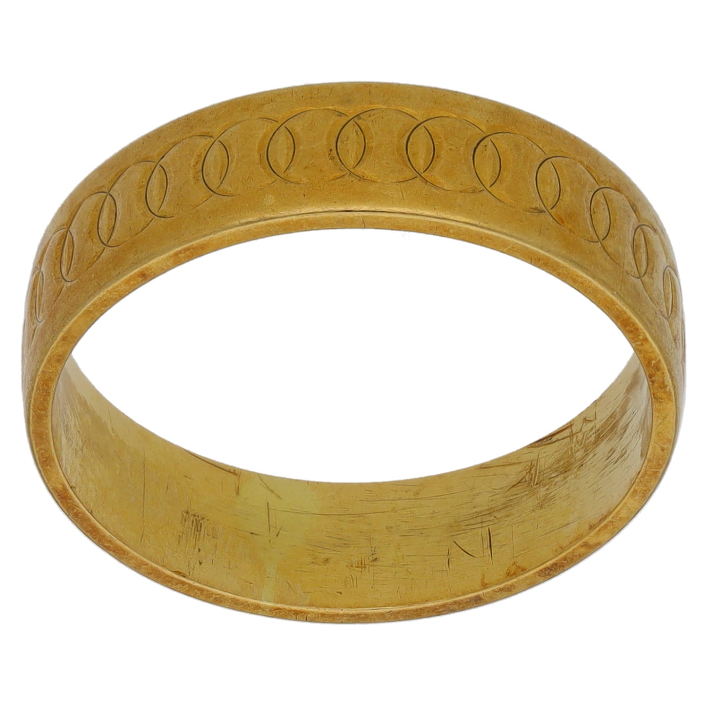 18ct Gold Patterned Wedding Ring Size N