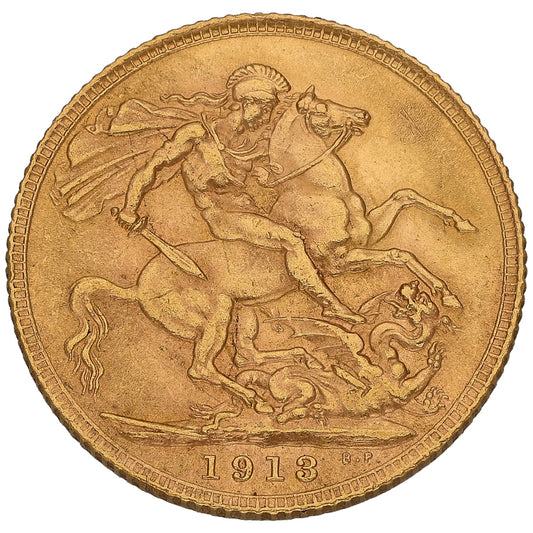 22ct Gold King George V Full Sovereign Coin 1913