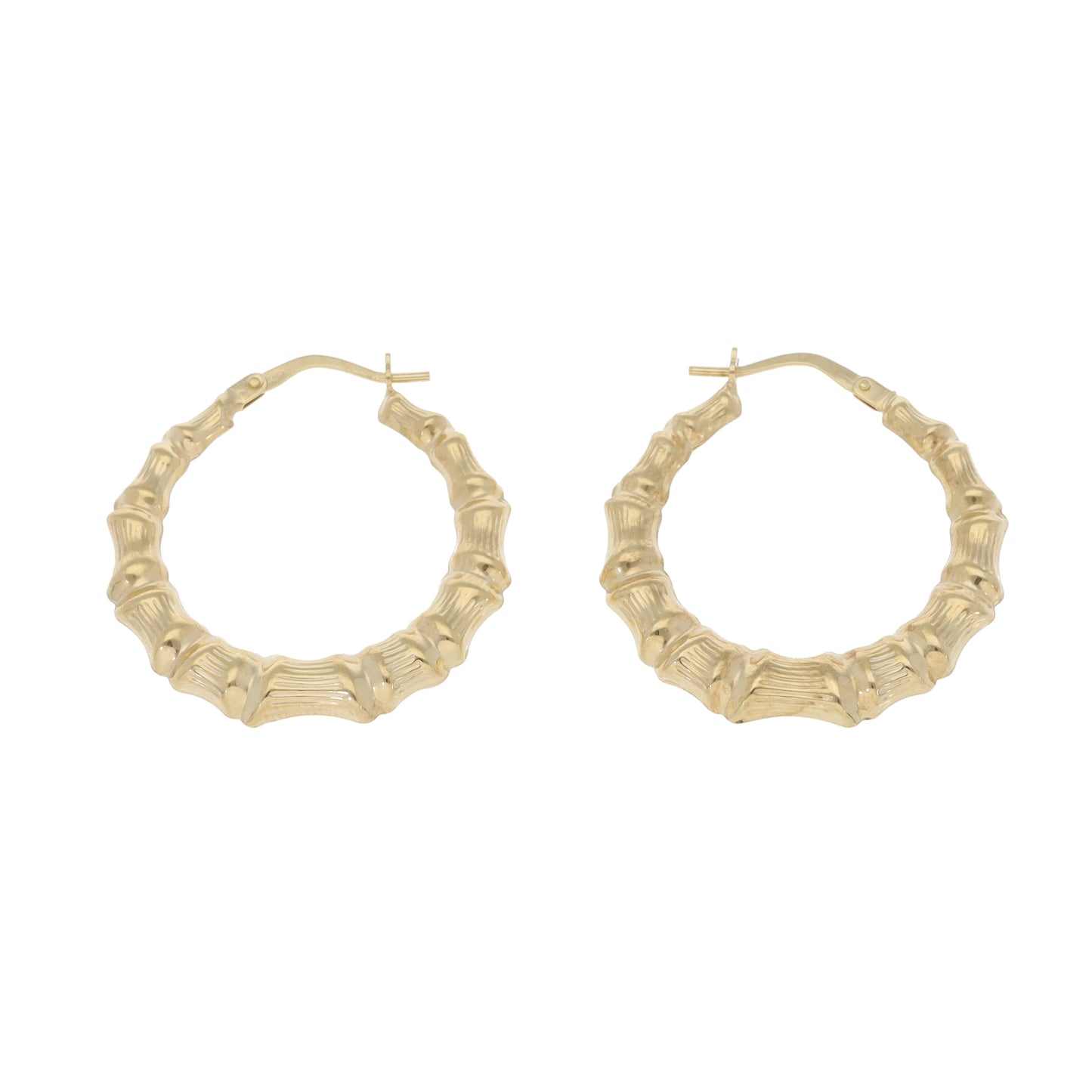 New 9ct Gold Bamboo Creole Earrings