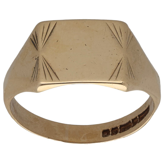 9ct Gold Patterned Signet Ring Size N