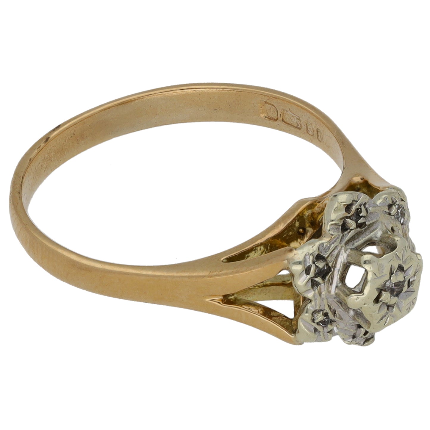 9ct Gold 0.04ct Diamond Cluster Ring Size P