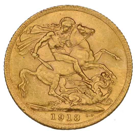 22ct Gold King George V Full Sovereign Coin 1913