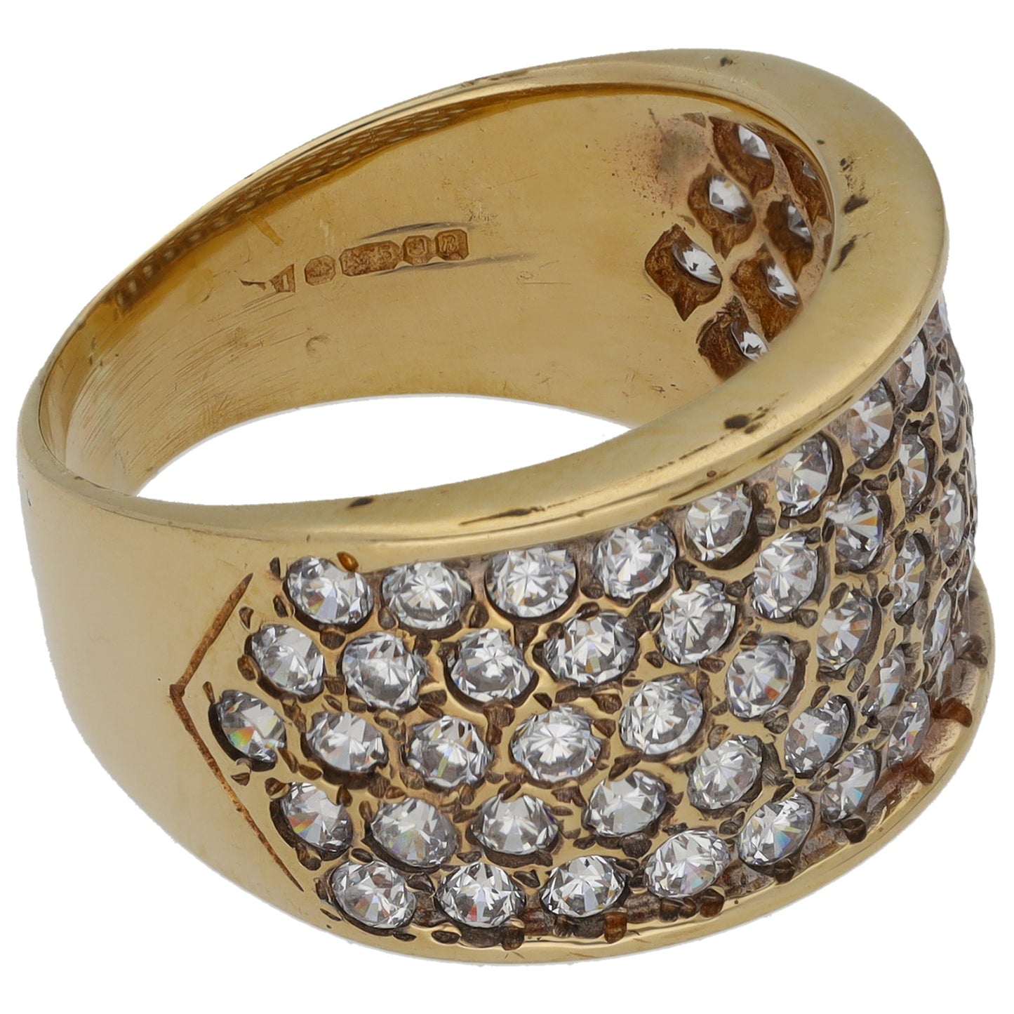 9ct Gold Cubic Zirconia Cluster Ring Size P