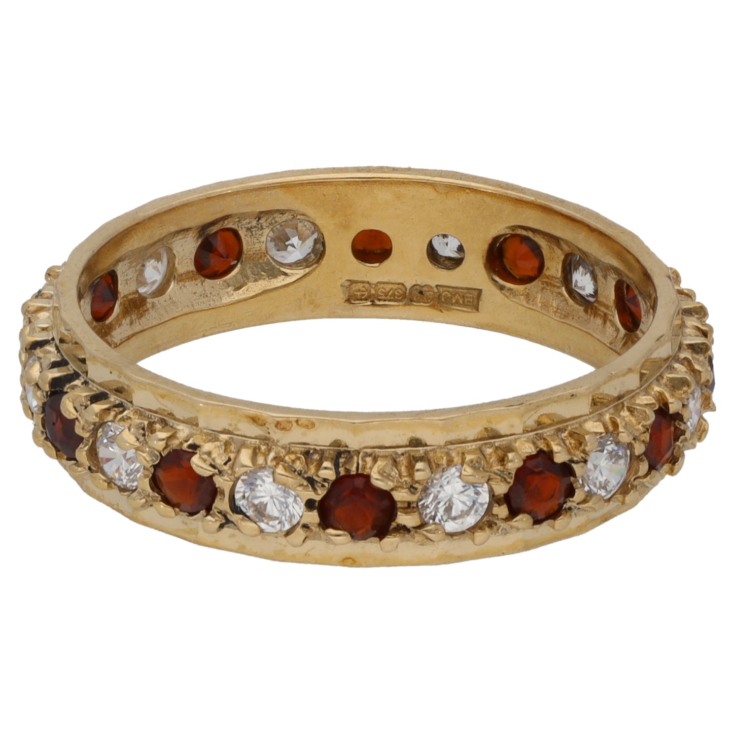 9ct Gold Garnet & Cubic Zirconia Eternity Ring Size Q