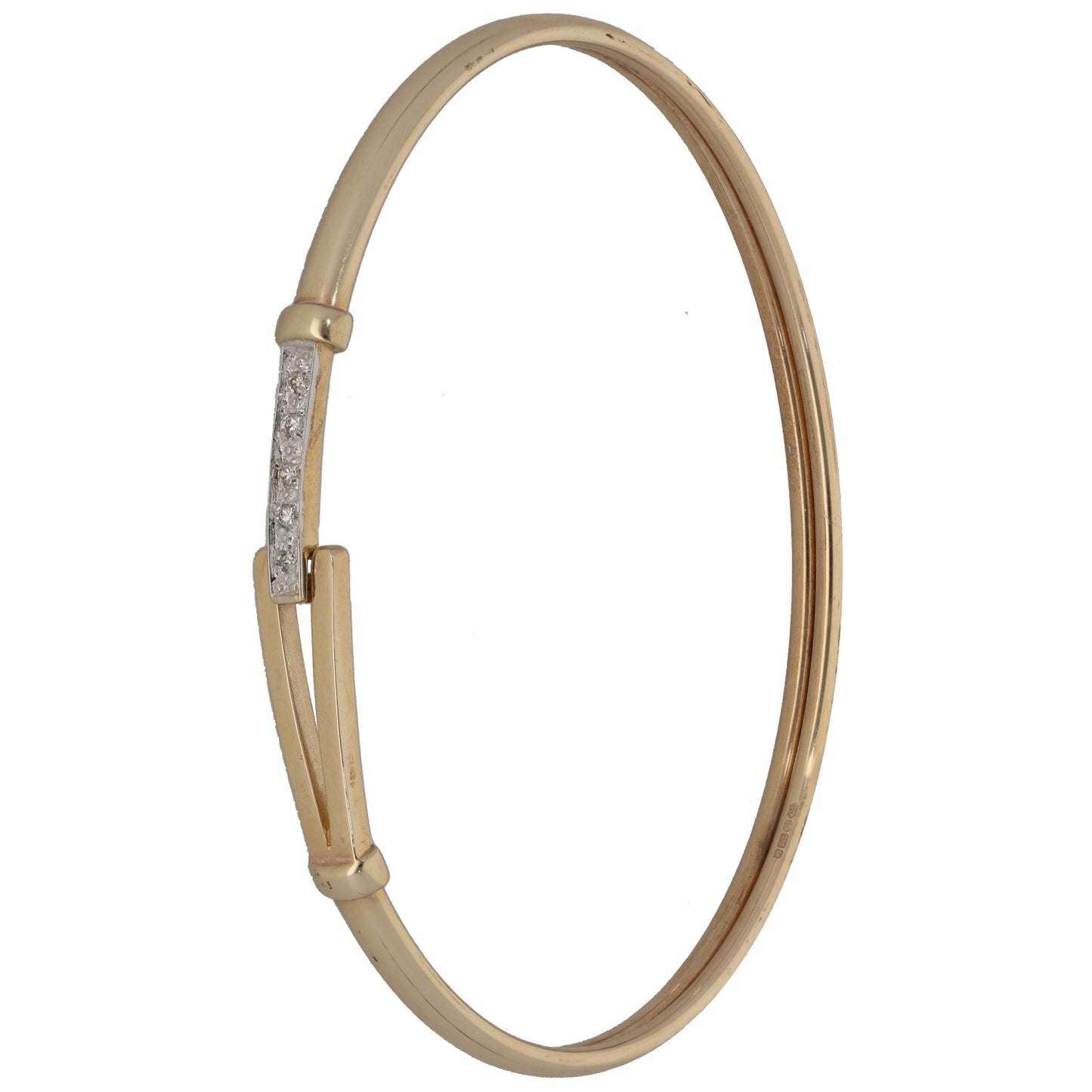 9ct Gold 0.10ct Diamond Hinged/Clasp Bangle