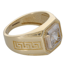 Load image into Gallery viewer, 14ct Gold Greek Key Cubic Zirconia Signet Ring
