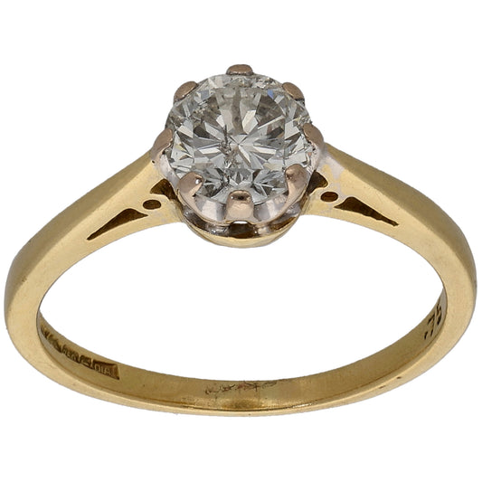18ct Gold 0.75ct Diamond Solitaire Ring Size L