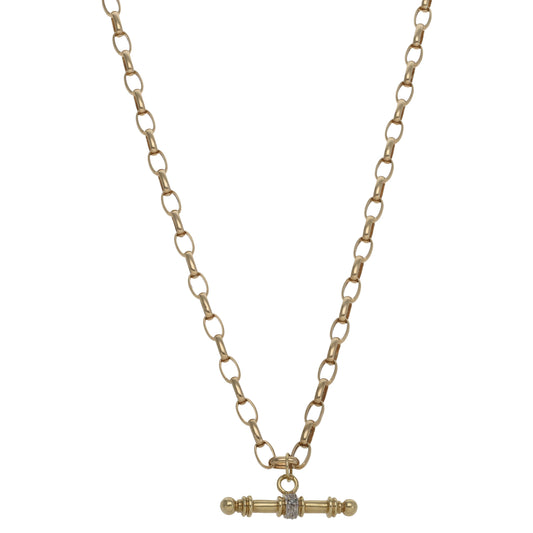9ct Gold 0.01ct Diamond Belcher Chain 19"