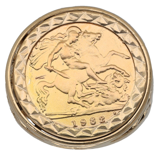 9ct Gold Half Sovereign Coin Ring Size T