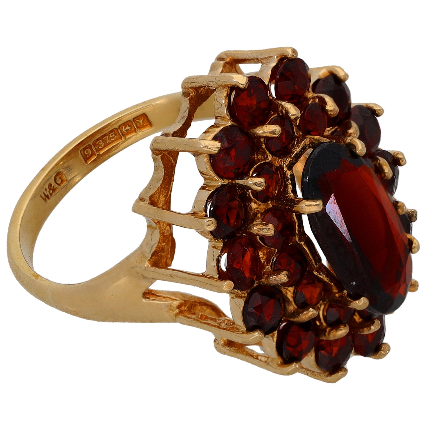 9ct Gold Garnet Dress/Cocktail Ring Size M