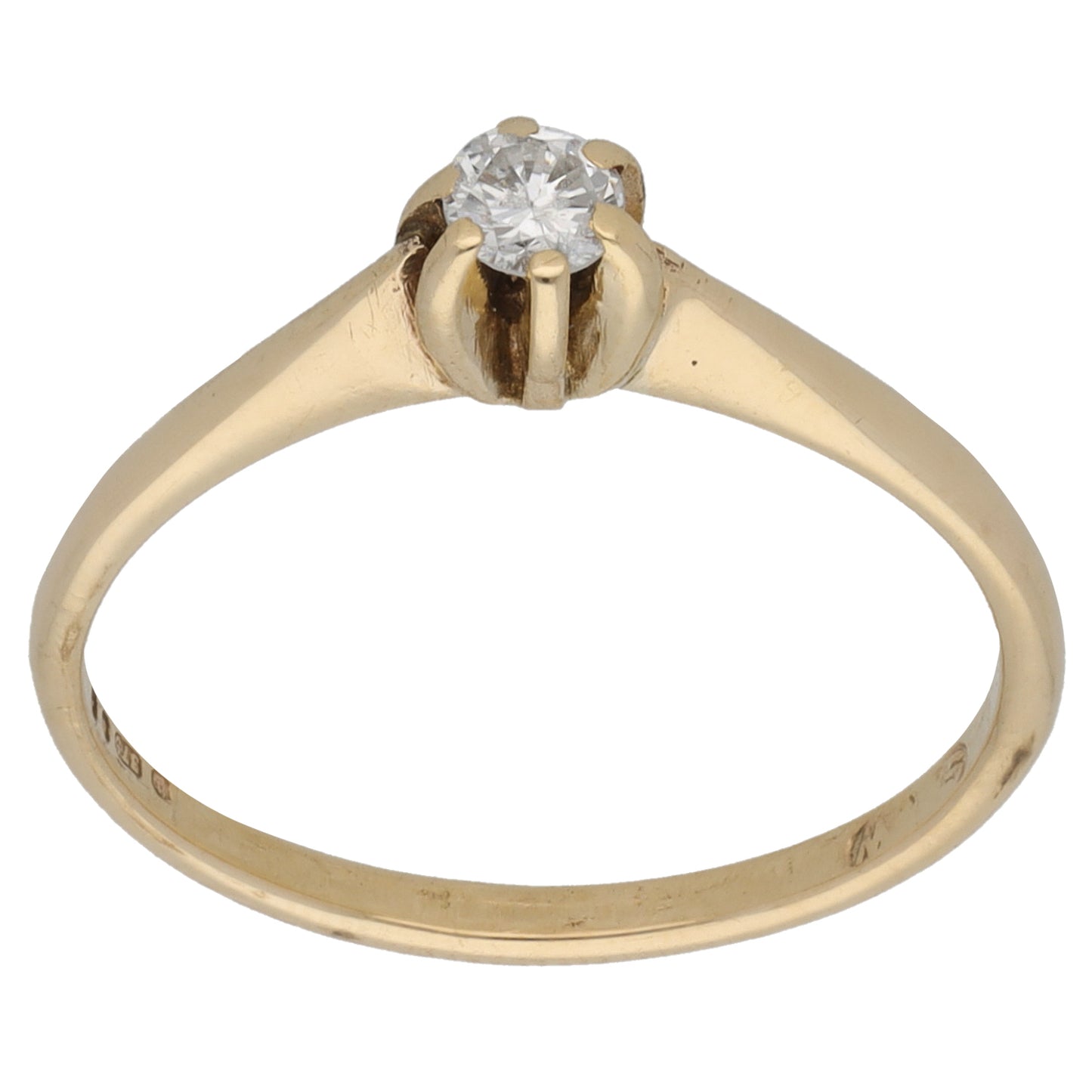 9ct Gold 0.15ct Diamond Solitaire Ring Size M