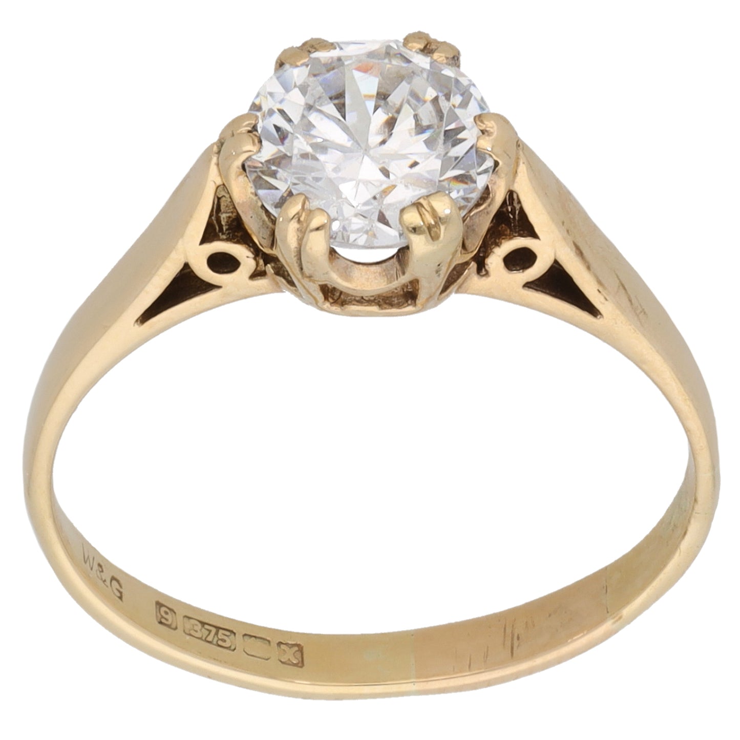 9ct Gold Cubic Zirconia Single Stone Ring Size P