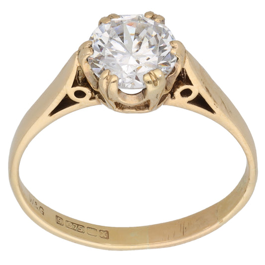 9ct Gold Cubic Zirconia Single Stone Ring Size P