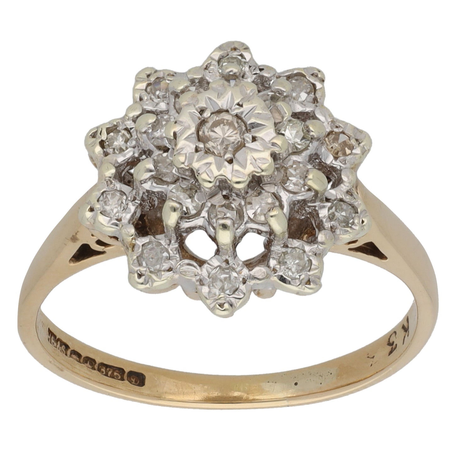 9ct Gold 0.23ct Diamond Dress/Cocktail Ring Size N