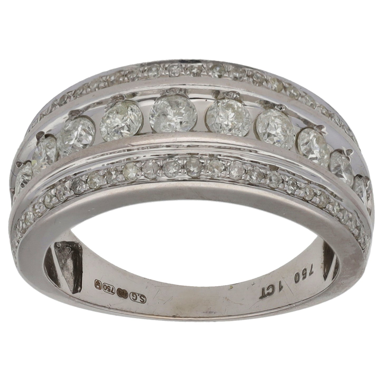 18ct White Gold 1.00ct Diamond Dress/Cocktail Ring Size L