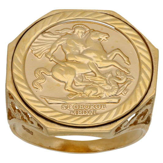9ct Gold St George Ring Size X