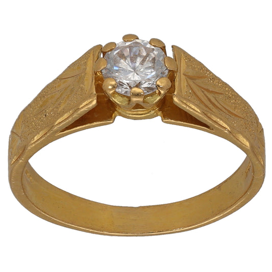 22ct Gold Cubic Zirconia Single Stone Ring Size O