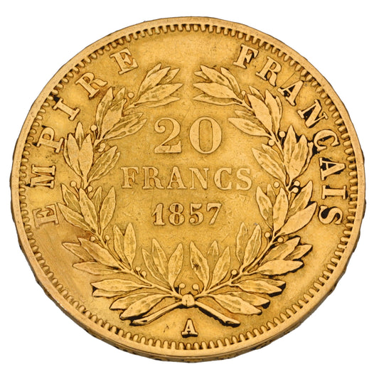 22ct Gold French 20 Francs Coin 1857