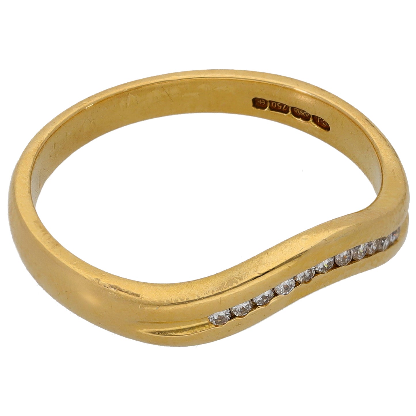 18ct Gold 0.055ct Diamond Wishbone Ring Size O
