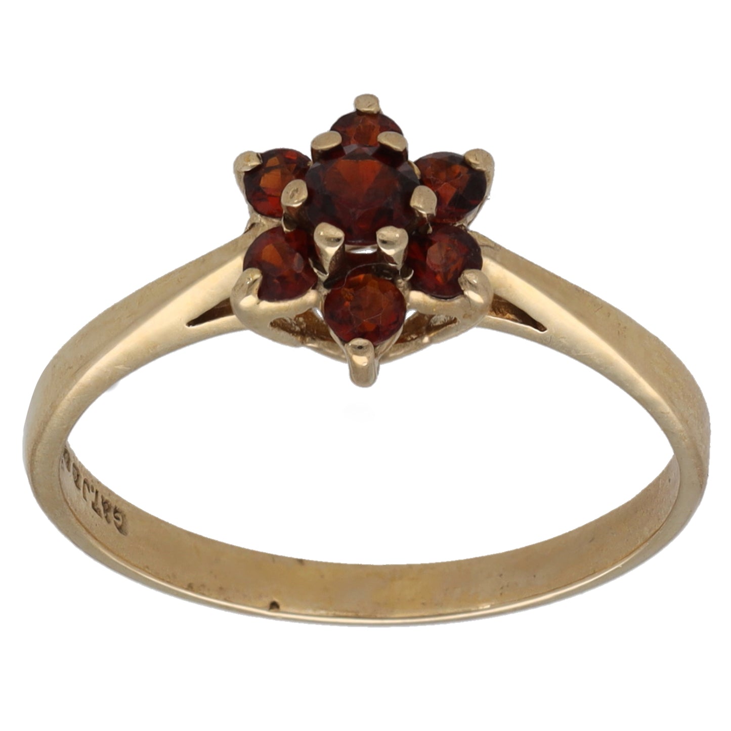 9ct Gold Garnet Cluster Ring Size L