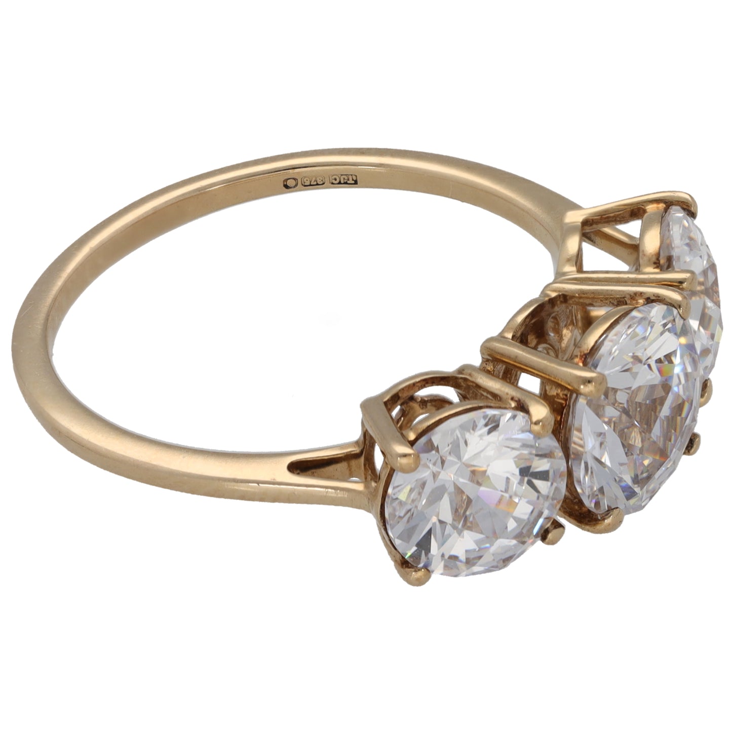 9ct Gold Cubic Zirconia Three Stone Ring Size S