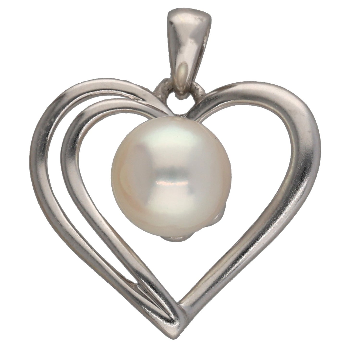 9ct White Gold Cultured Pearl Heart Pendant