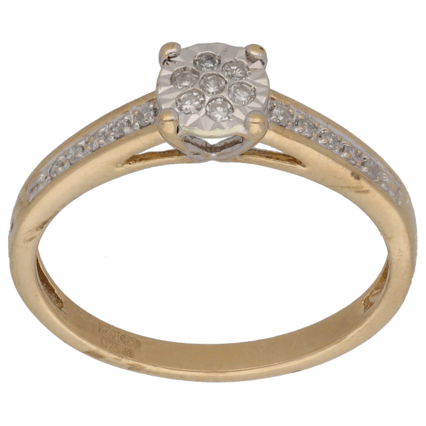9ct Gold 0.085ct Diamond Cluster Ring Size L