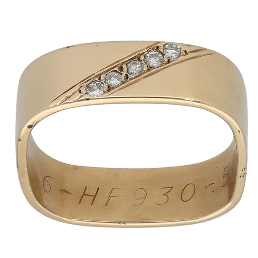 9ct Gold 0.05ct Diamond Shaped Wedding Ring Size P