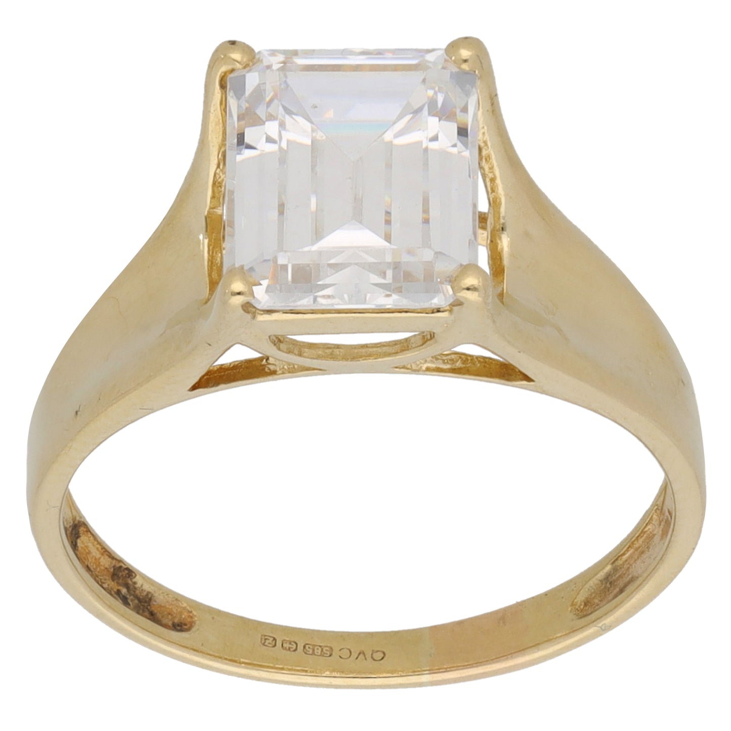 14ct Gold Cubic Zirconia Single Stone Ring Size O