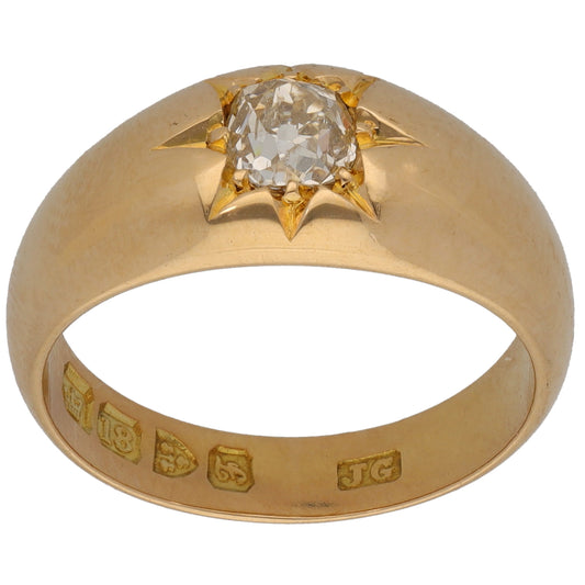 18ct Gold 0.40ct Diamond Solitaire Ring Antique & Vintage Size N