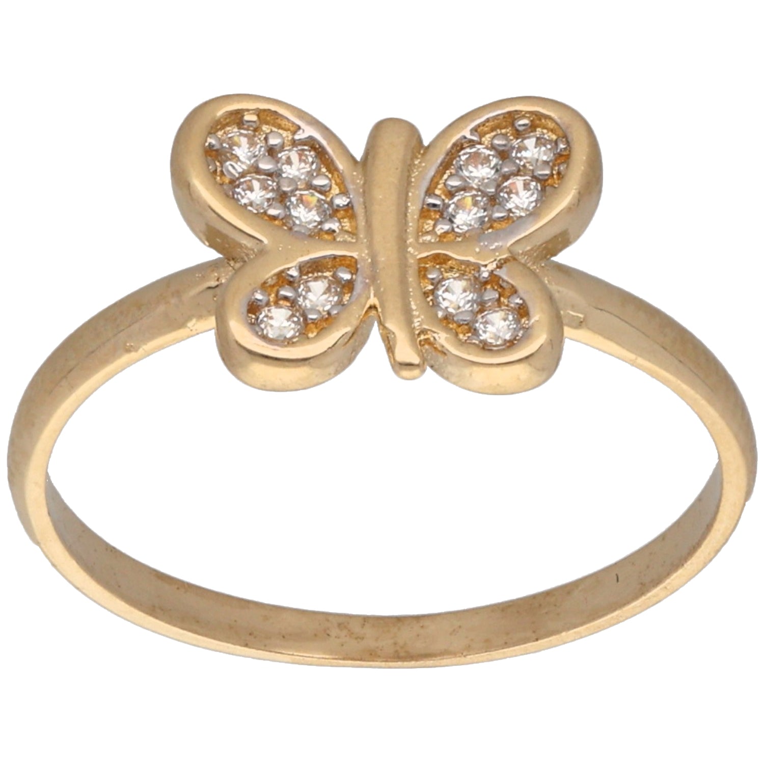 New 14ct Gold Cubic Zirconia Butterfly Ring | H&T