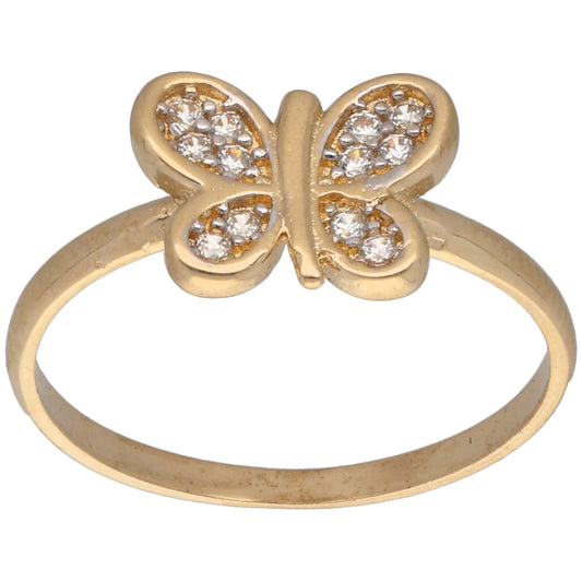 New 14ct Gold Cubic Zirconia Butterfly Ring
