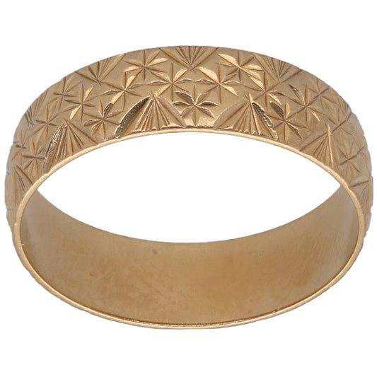 9ct Gold Patterned Wedding Ring Size M