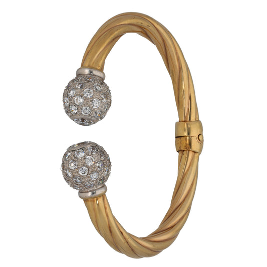 9ct Gold Cubic Zirconia Hinged/Clasp Bangle