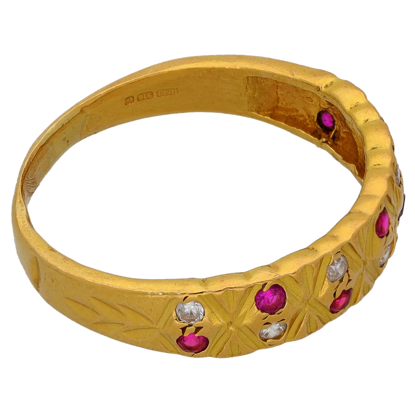 22ct Gold Imitation Gems Dress/Cocktail Ring Size R