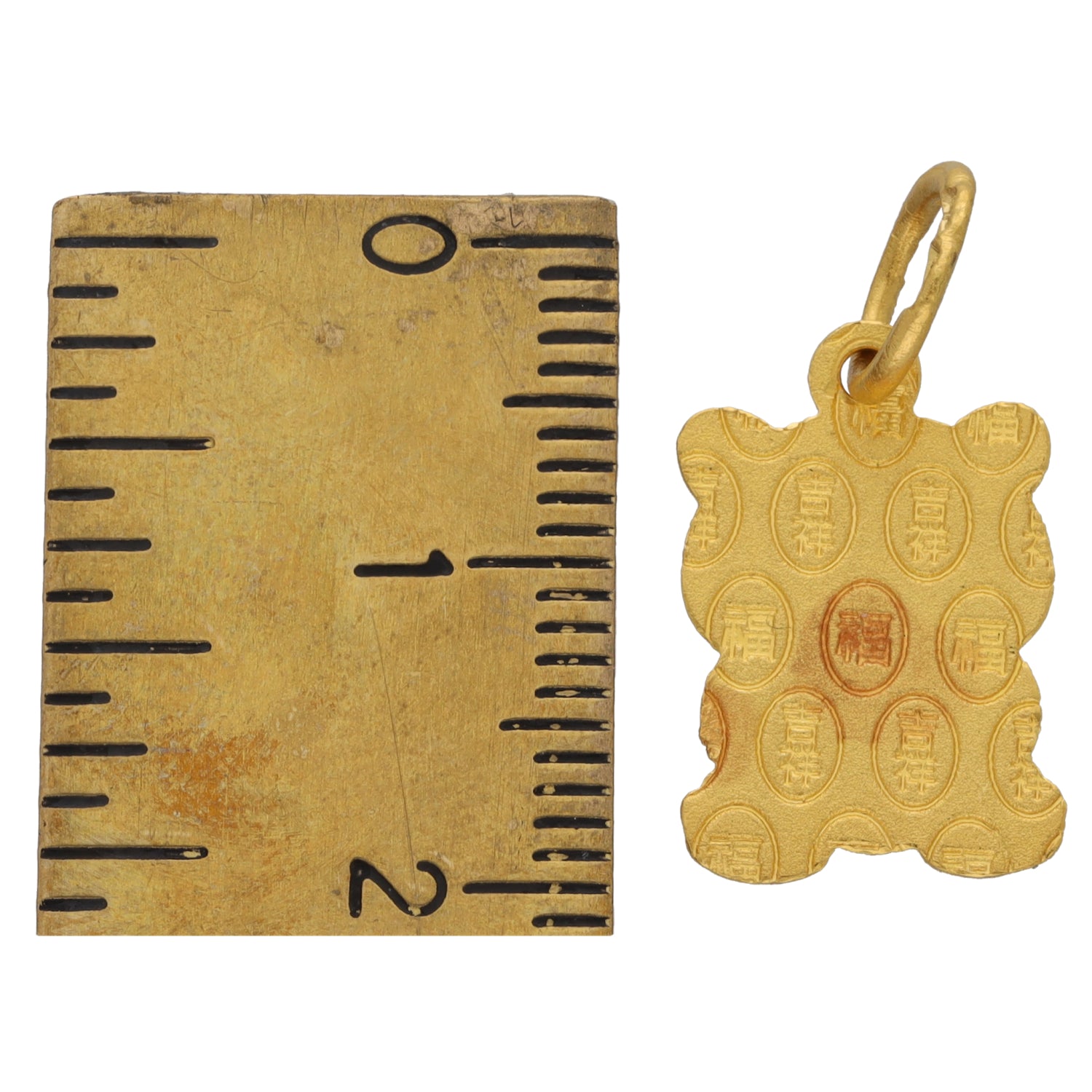Gold tone cat character pendant back with loop bail; sizing marked