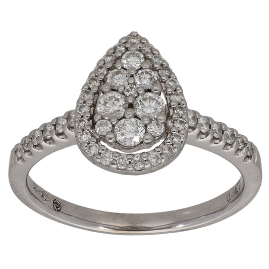 9ct White Gold 0.44ct Diamond Cluster Ring Size K