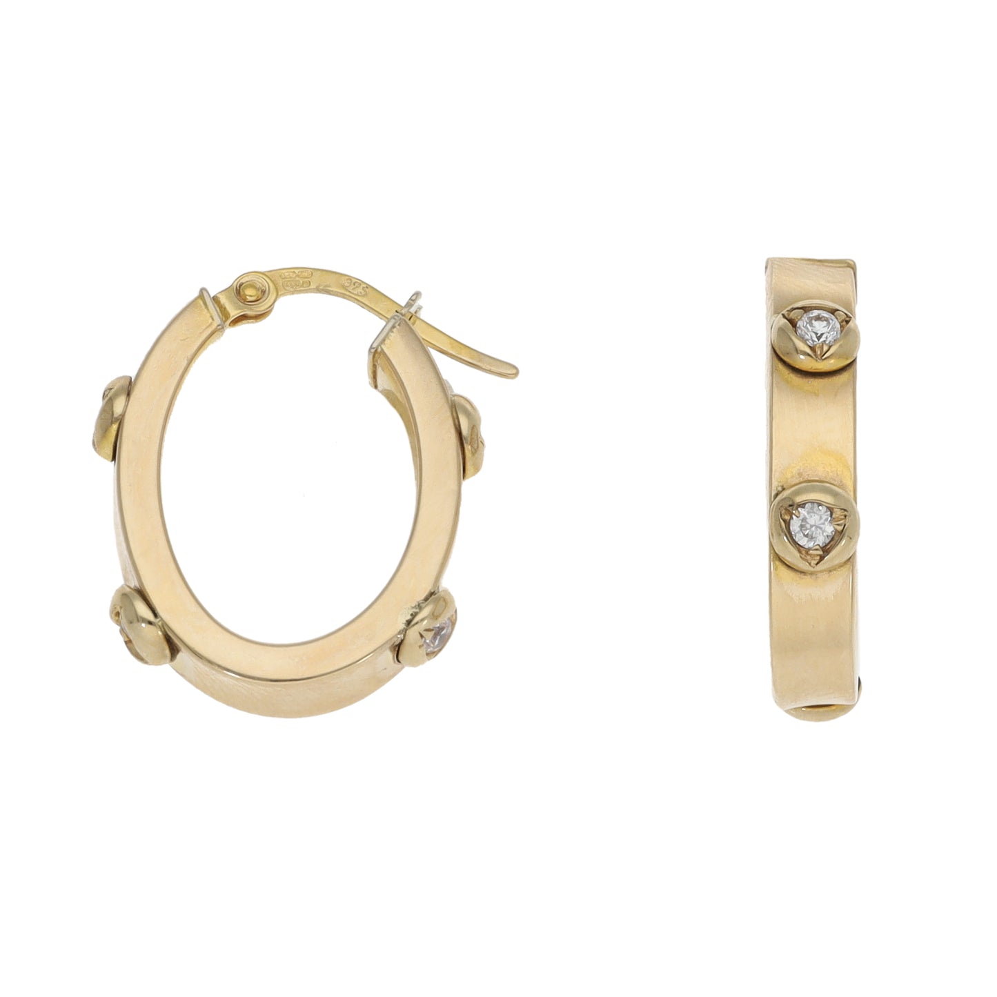 9ct Gold Cubic Zirconia Creole Earrings