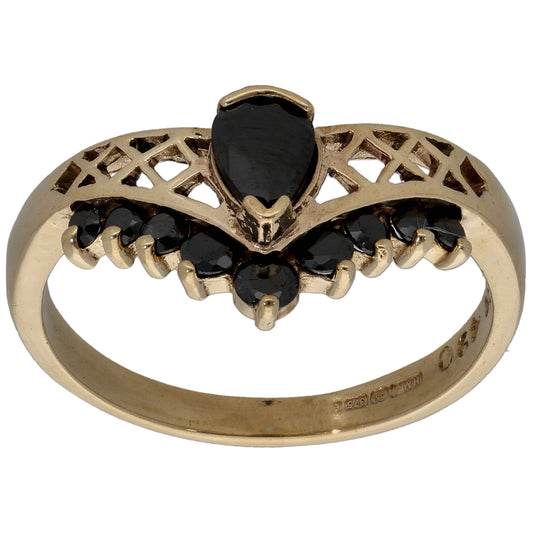 9ct Gold Imitation Wishbone Ring Size P