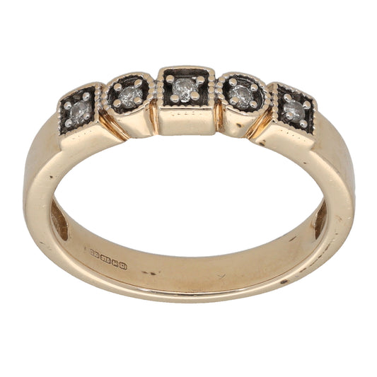 9ct Gold 0.05ct Diamond Half Eternity Ring Size M
