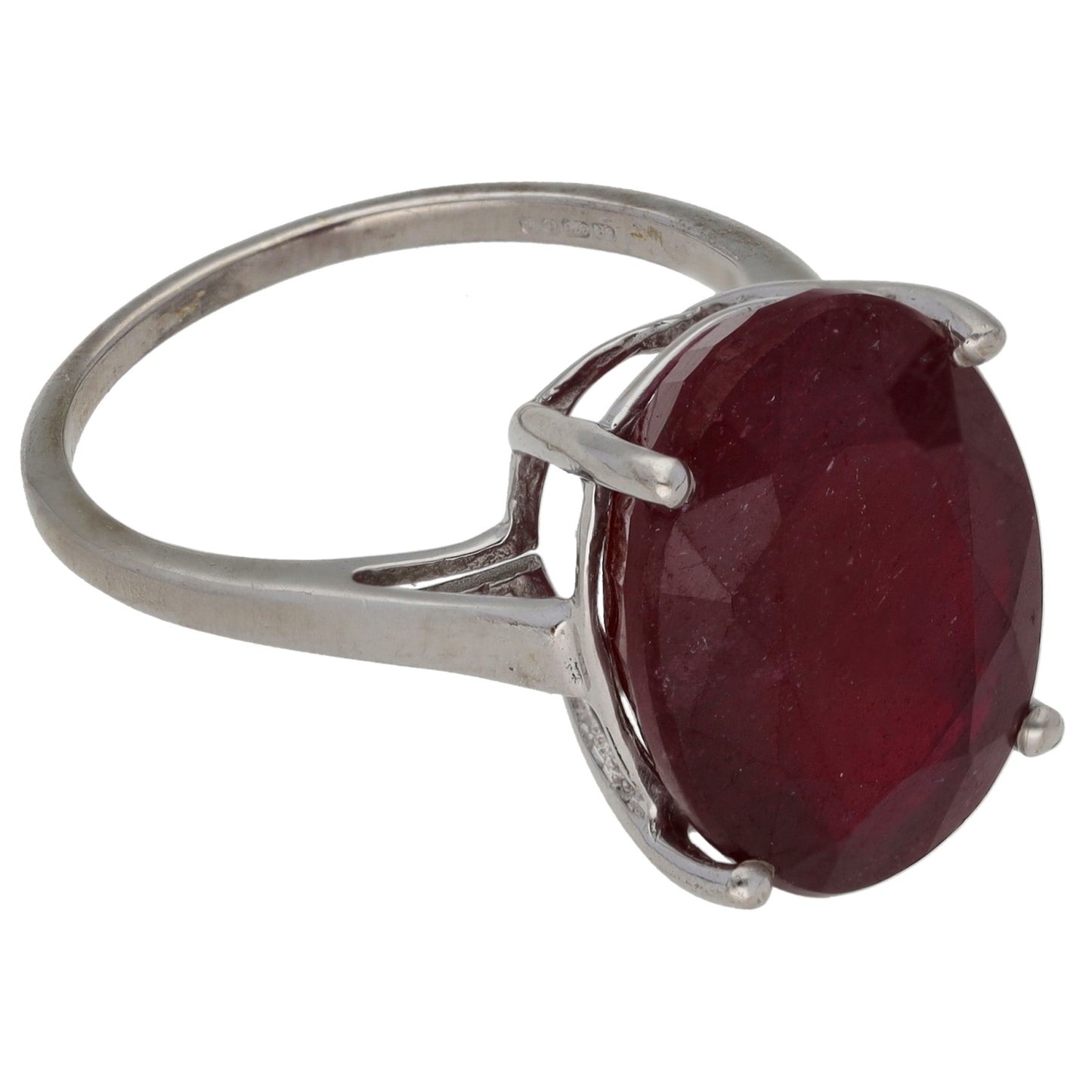 9ct White Gold Glass Filled Ruby Single Stone Ring Size O