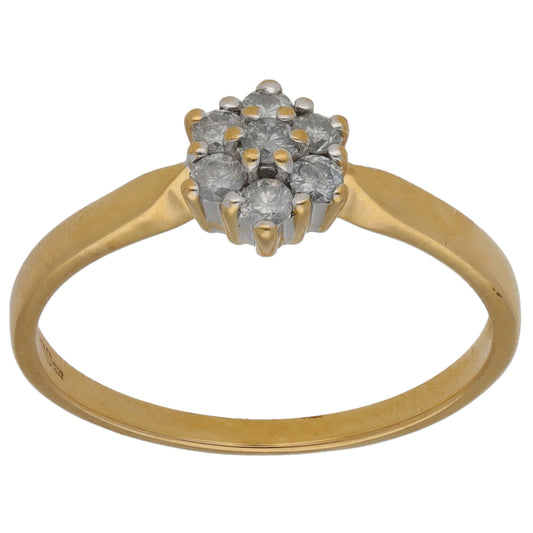 18ct Gold 0.24ct Diamond Cluster Ring Size P