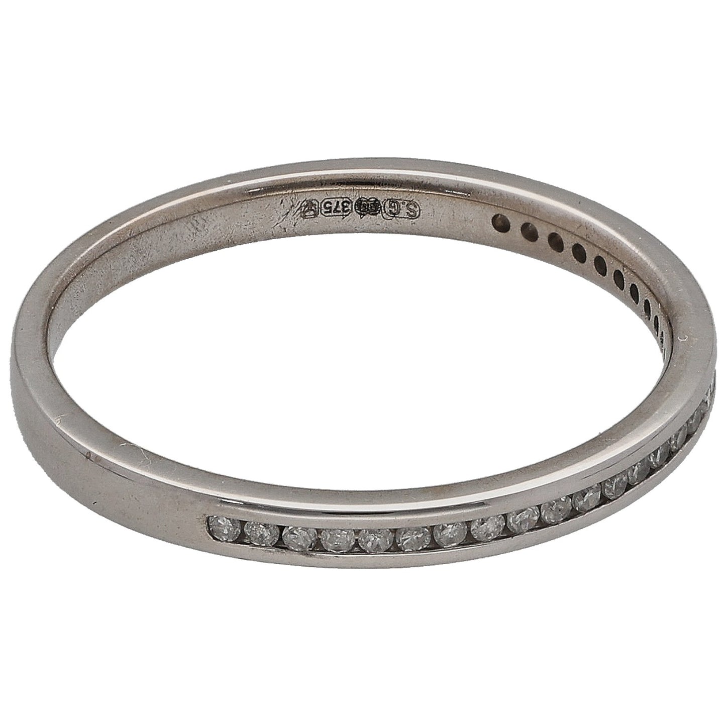 9ct White Gold 0.145ct Diamond Half Eternity Ring Size N