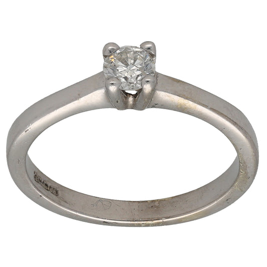 9ct White Gold 0.25ct Diamond Solitaire Ring Size N