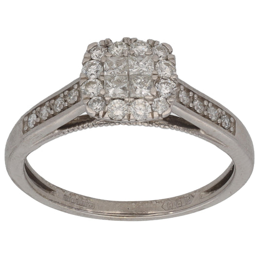 9ct White Gold 0.53ct Diamond Dress/Cocktail Ring Size M