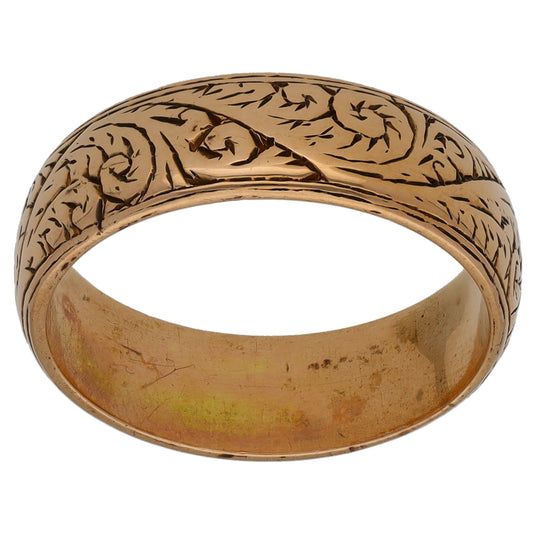 9ct Gold Patterned Wedding Ring Size L
