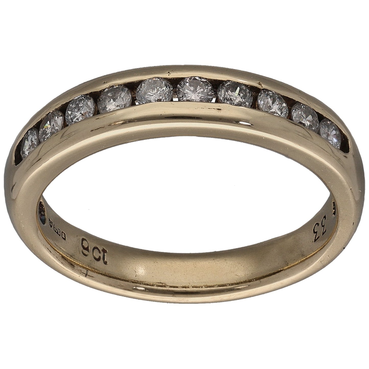 9ct Gold 0.33ct Diamond Half Eternity Ring Size L