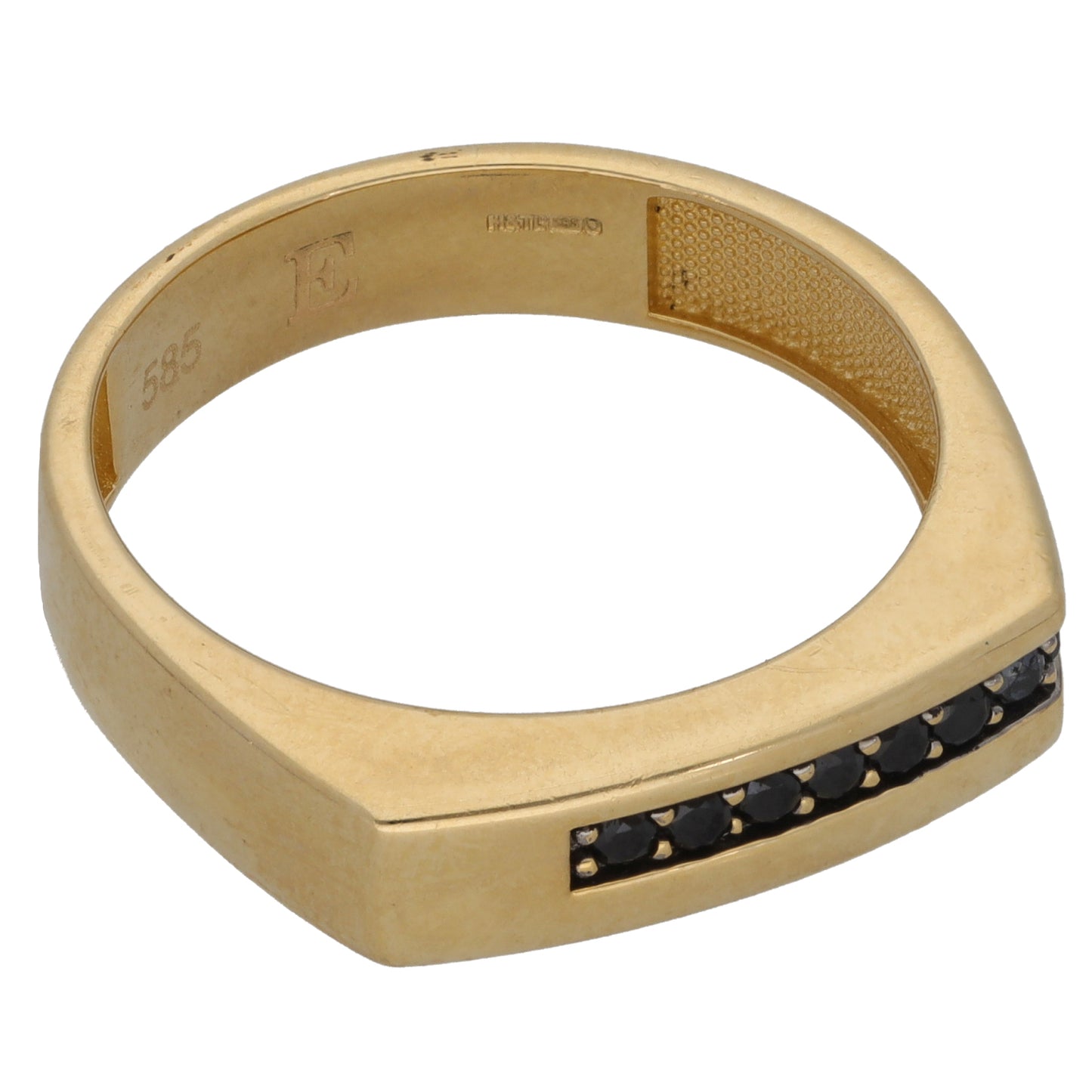 14ct Gold Imitation Gems Patterned Signet Ring Size V